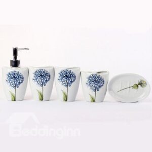 Pretty Graceful Dandelion Pattern 5-piece Bathroom Accessories