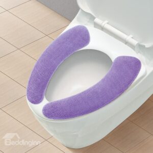 Warm Cozy Pure Color Coral Fleece Toilet Seat Cover