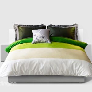 Modern Bright Green and White 4-Piece Cotton Duvet Cover Sets