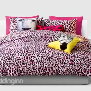Sexy Red Leopard Pattern 4-Piece Cotton Duvet Cover Sets