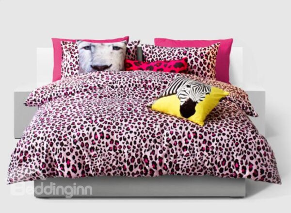 Sexy Red Leopard Pattern 4-Piece Cotton Duvet Cover Sets