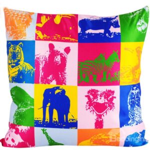 Fashion Elegant Bright Color Squares Animals Painting Throw Pillow