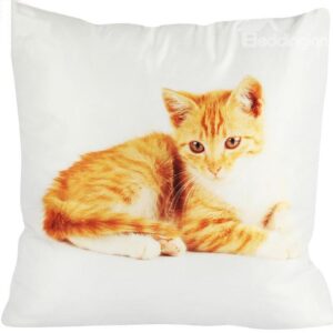 Super Soft Daze Golden Cat Painting Throw Pillow