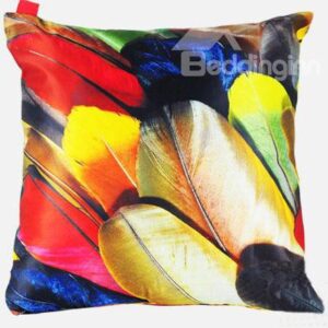 Creative Bright Colorful Feather Painting Throw Pillow