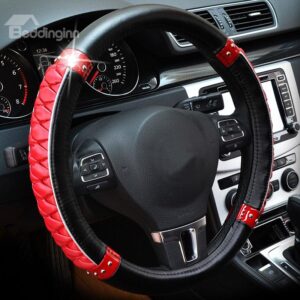 Fashion Shining Tangerine Pattern Combination of Black and Red Steering Wheel Cover