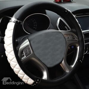 Classical Style Bright Tangerine White and Black Car Steering Wheel Cover