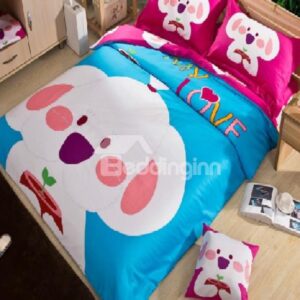 Fancy Luminous Cartoon Dog Print 4-Piece Cotton Duvet Cover Sets