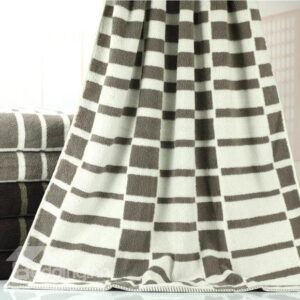 Elegant Fluffy Stripe Pattern Dull Color Bath Towel