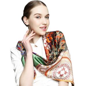 Classic Special Dress Pattern Green Mulberry Silk Square Scarf