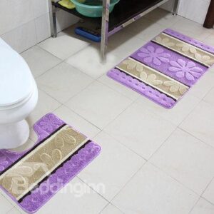 Graceful Comfy Petal Pattern Contemporary 2-piece Bath Rug