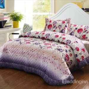 Beautiful Purple and Red Tulip Pattern Flower Bed in a Bag