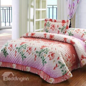Romantic Full Blooming Beautiful Flowers Pattern Bed in a Bag