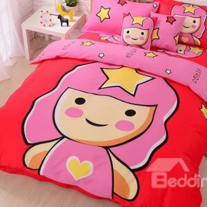 Cute Virgo Baby Print 4-Piece Cotton Duvet Cover Sets