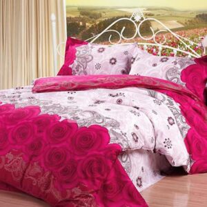 Pretty Red Rose Print 4-Piece Princess Duvet Cover Sets