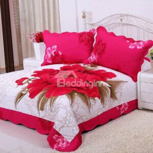 High Quality Bright Red Peony Pattern Wedding Bed in a Bag