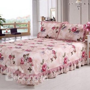 Dots of Flowers Pattern Light Pink Bed in a Bag