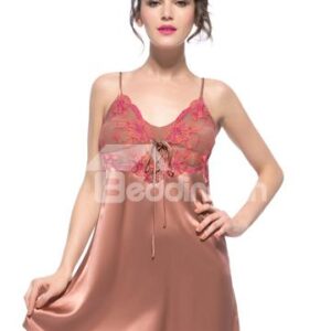 Delicate Open Back Hem Adjustable Built-up Strap Silk Chemise