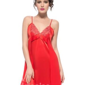 Slim Flower Embroidery Bust Sheer Fabric Along Hip Silk Chemise