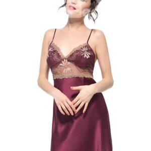 Best Selling Lace Trim Bust and See Through Waist Silk Chemise