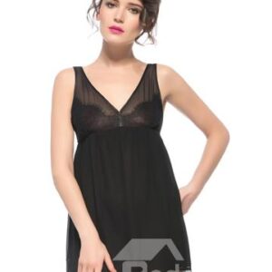 Loose Wide Shoulder Strap V Back Lace Around Bust Silk Chemise