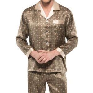 Fantastic Casual Wheels Open Collar Patch Pocket Silk Pajamas