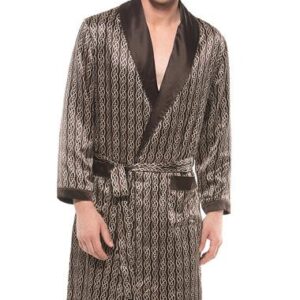 Top Class Chain Pattern Noble Coffee Double Layer Mulberry Silk Robe