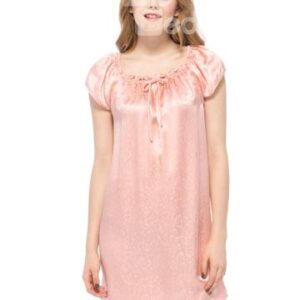 Cute Elastic Neckline and Bust Floral Jacquard Silk Nightgown