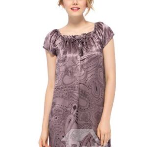 Noble Abstract Floral Pattern Stretch Neckline Silk Nightgown