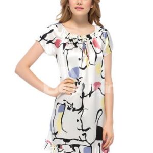 Minimalist Stretch Neckline Flouncing Hem Silk Nightgown
