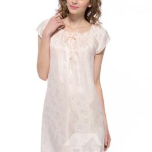 Skin Pink Floral Patterns Tied Bust Silk Nightgown