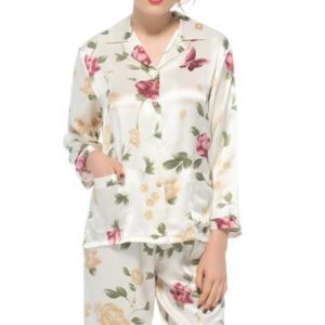 Wonderful Notched Collar Long Sleeves Graceful Sillk Pajamas