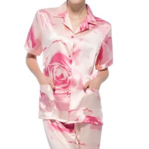 Wonderful Pretty Short Sleeves Silk Wrapped Button Pajamas