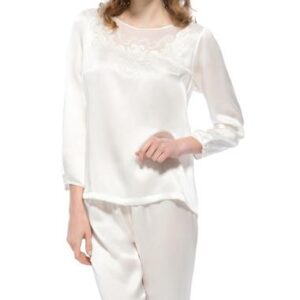 Graceful Floral Patterns Embroidery Mulberry Silk Pajamas