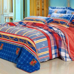 Golden Chain and Ornamental Badge Print 4-Piece Flannel Duvet Cover Sets