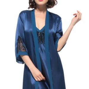 Top Quality Beautiful Flower Embroidery Silk Robe