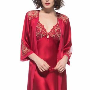 Top Selling Pretty Embroidery Flower Bust Robe Set
