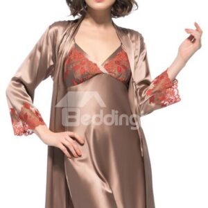 Top Selling Wonderful Half Open Back Robe and Chemise Set