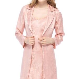Unique Design Notched Collar Belted Robe Set