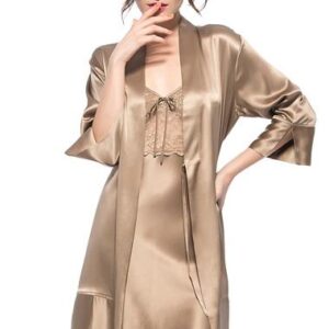Pretty Wonderful High Classic Lace Bodice Belted Open Cuff Robe