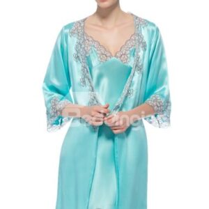 Wonderful Embroidery Lace Edge Side Silk Robe Set