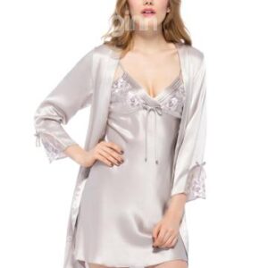 Fantastic Embroidery Silk Robe and Chemise Set