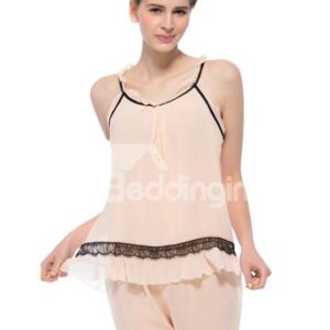 Contra Flouncing Trim with Lace Camisole and Shorts Set