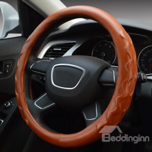 Super Comfortable Water Wave Pattern Leather Steering Wheel Covers