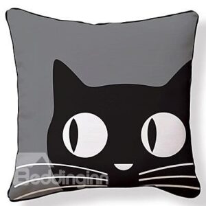 Lovely Cute Black Cat Daze Pattern Throw Pillow