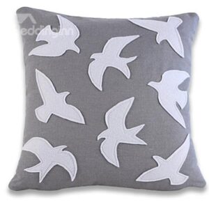 Free Flying Swallow Pattern Gray Background Pattern Throw Pillow