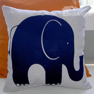 Bright Blue Elephant Pattern Super Soft and Comfortable Throw Pillow