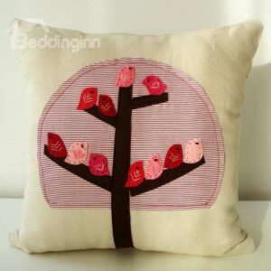 Warm Style Pink and Red Birds Pattern Throw Pillow