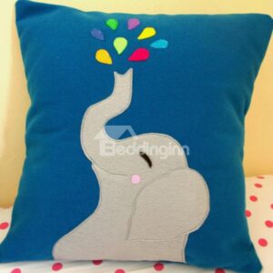 Cute Elephant Spray Water Pattern Throw Pillow