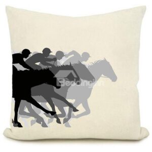 Superimpose Effect Horse Racing Pattern Throw Pillow