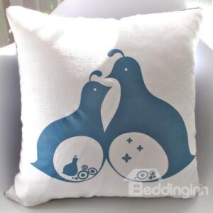 Two Blue Doves Pattern Super Soft and Comfortable Throw Pillow